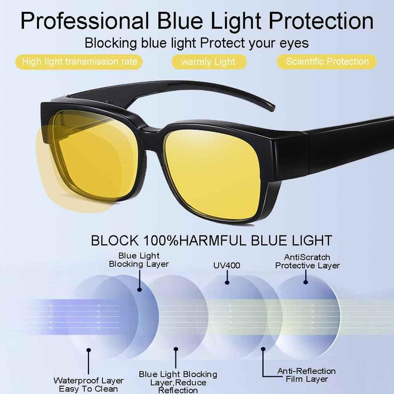 MAFRAZA Blue Light Blocking Glasses for Men Women,Stylish Oversized 99% Anti Blue blocker Gaming Computer Gamer Glasses Orange