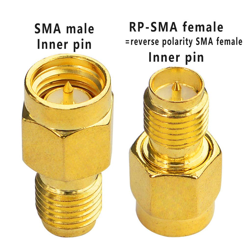 BOOBRIE SMA WiFi Adapter RP-SMA Female to SMA Male Coaxial Connector RF Antennas Plug Connector RP-SMA to SMA Adapter SMA Plug to RP SMA Jack for FPV Drone Pack of 2
