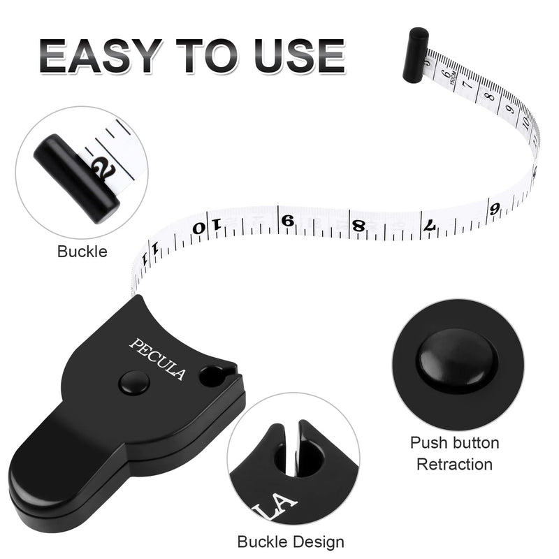 Body Measuring Tape 60 inch, Body Tape Measure, Lock Pin and Push Button Retract, Body Measurement Tape, White