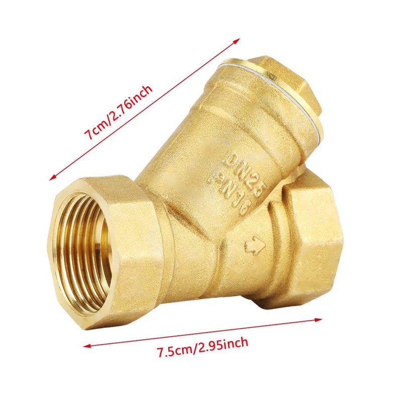1" BSPP Y Shaped Brass Strainer Filter Valve Female Thread Connector for Water Oil Separation