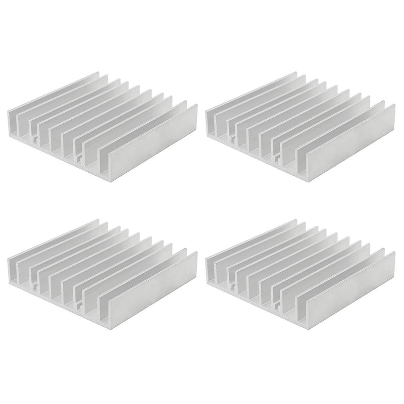 Unxuey 4Pcs Set Aluminum Heat Sink Cooler Fin White Tone Aluminium Radiator for Power Amplifier Transistor 70mm(L) x 70mm(W) x 15mm(H)