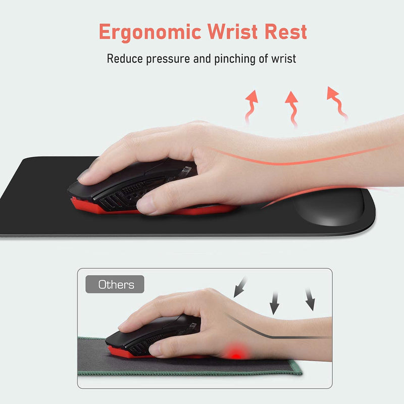 YJJ Ergonomic Mouse Pad with Wrist Support Gel, Mouse Mat with Wrist Rest, Mousepad with Non-Slip Rubber Base for Computer, Laptop, Mac, Black