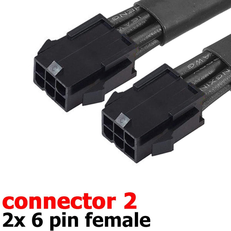 Dual 6 Pin Female to 8 Pin Male GPU Power Adapter Cable Braided Sleeved 9 inches TeamProfitcom