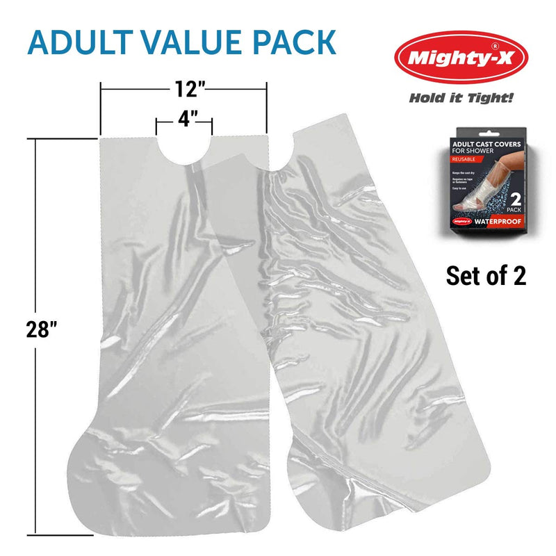 100% Waterproof Cast Cover Leg - 【Watertight Seal】 - Reusable 2 pk Cast Protector for Shower Leg Adult Knee, Ankle, Foot - Half Leg Covers
