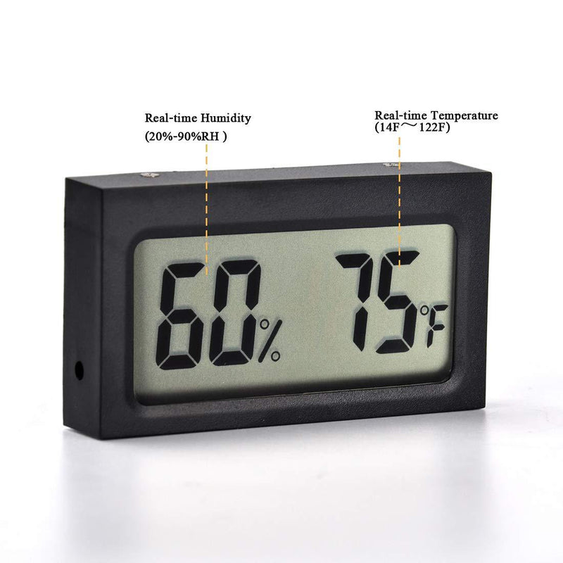 Pinmu 4-Pack Mini Digital Electronic Temperature Humidity Meters Gauge LCD Indoor Humidity Monitoring Display. for Cars, Bedrooms, Baby Rooms, Etc. Bk