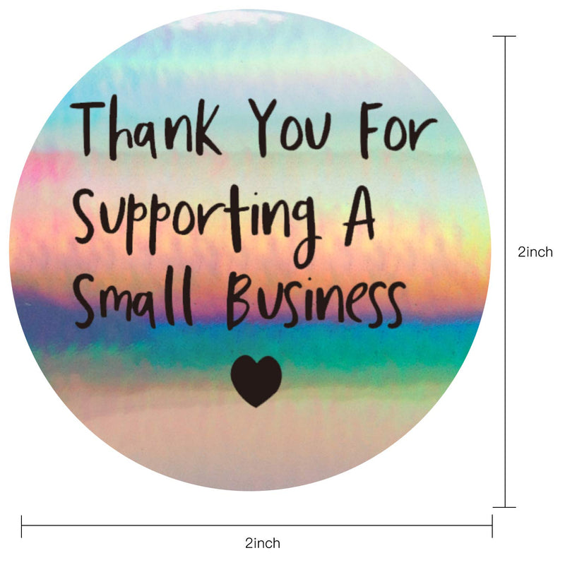 WRAPAHOLIC Thank You for Supporting A Small Business Stickers - Black Ink Holographic Silver Business Thank You Stickers, Shipping Stickers - 2 x 2 Inch 500 Total Labels Thank You for Supporting - Silver