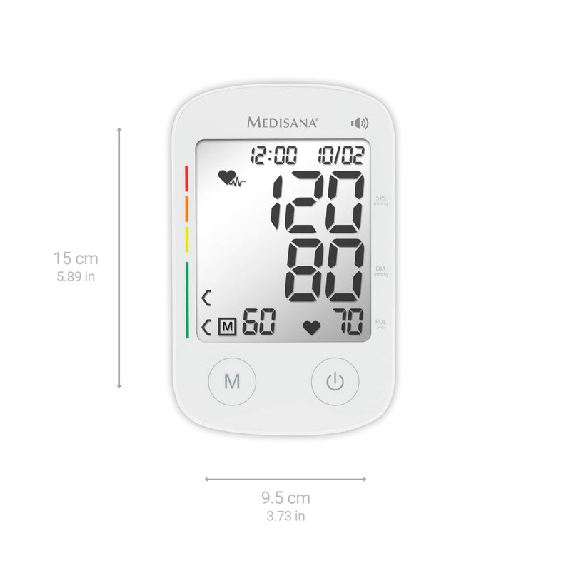 medisana BU 535 Voice upper arm blood pressure monitor, precise blood pressure and pulse measurement with memory function and voice output, traffic light scale, function for displaying an irregular heartbeat