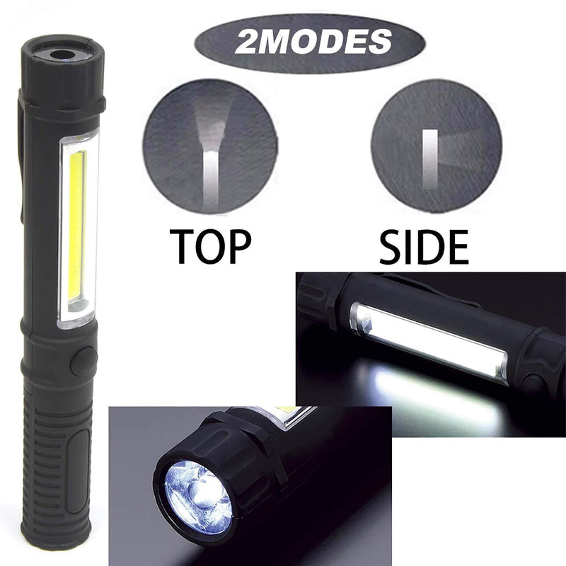 COB LED Work Flashlight with Magnetic Base and Clip Multi-Function Pocket Pen Light Inspection Work Light, 4 PCS Led Work Light 4pk