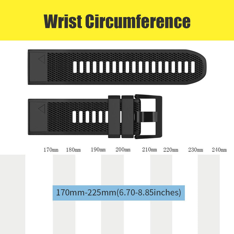 ANCOOL Compatible with Fenix 5 Band Easy Fit 22mm Width Soft Silicone Watch Bands Replacement for Approach S62/Quatix 6/Fenix 5 Plus/Fenix 6/Fenix 6 Pro/Fenix 7 Smartwatch (Black) Black