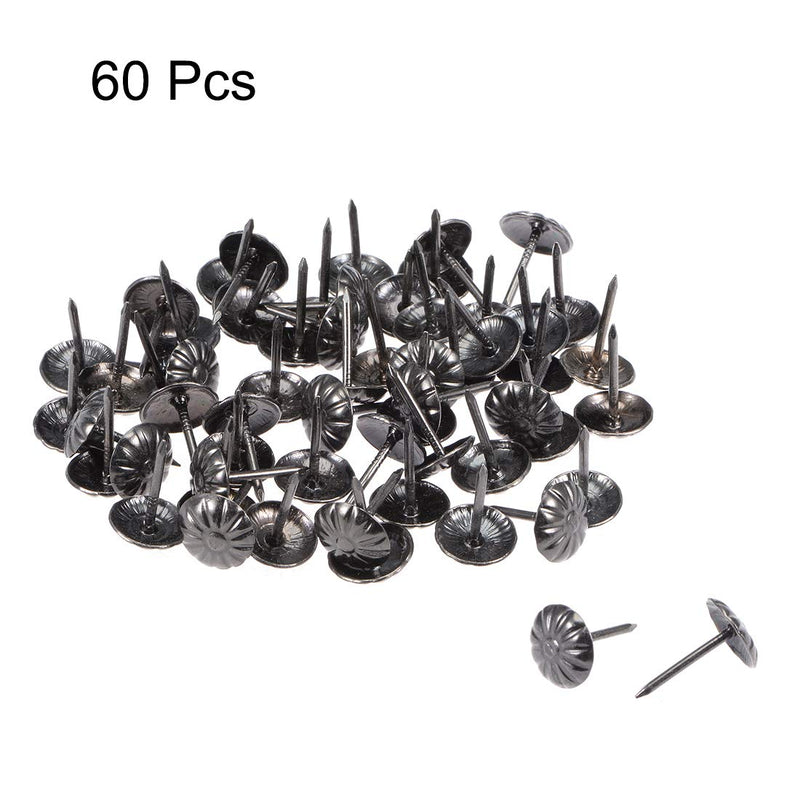 uxcell Upholstery Nails Tacks 7/16-Inch Head Dia Antique Round Thumb Push Pins Black for Furniture Sofa Headboards, 60 Pcs