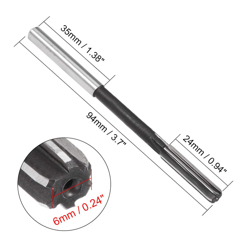 sourcing map 6mm Clamping Reamer HSS H7 6 Straight Flutes Machine Milling Cutter Tool