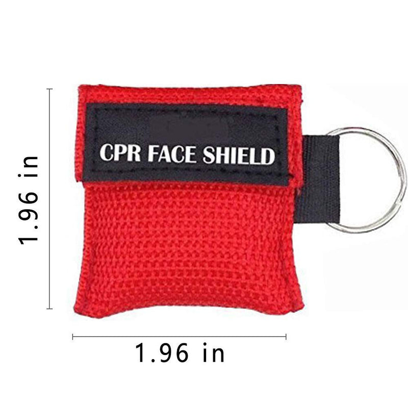 Pack of 12pcs CPR Mask Keychain Ring Emergency Kit CPR Face Shields for First Aid or CPR Training (Red-12) Red-12