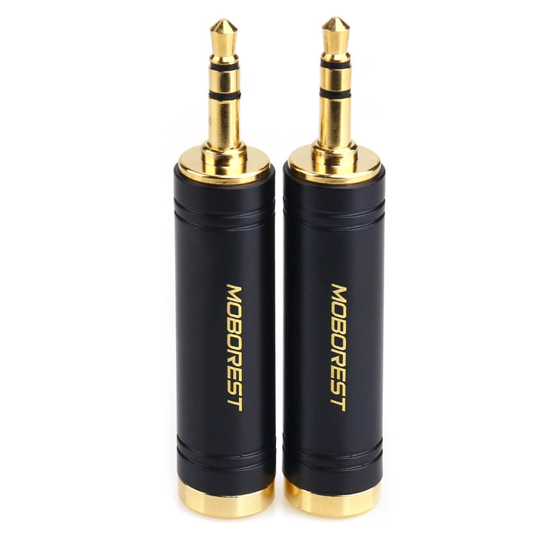 MOBOREST 3.5mm M to 6.35mm F Stereo Pure Copper Adapter, 1/8 Inch Plug Male to 1/4 Inch Jack Female Stereo Adapter, Can be Used for Conversion Headphone adapte, amp adapte, Black Fashion 2-Pack 3.5Male-6.35Female-2Black