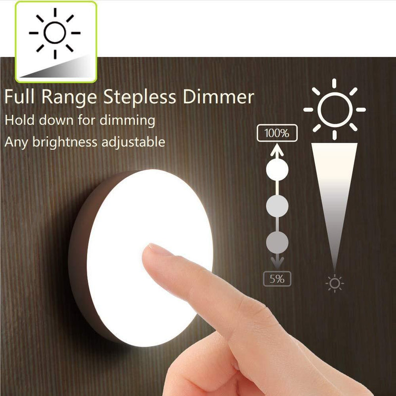 Mini Touch Light, RTSU Rechargeable Battery Operated Closet Lights Wardrobe Lights, Magnetic Stick-on Anywhere LED Night Light, Wireless Under Cabinet Lighting, Dimmable Tap Push Light Lamp (1 Pack) Ivory White-flat