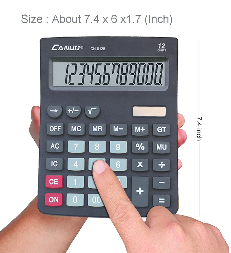 Calculator, CANUO Big Size Handheld Desk Calculator with 12 Digit Large LCD Display Big Sensitive Button (Black, Pack of 2)