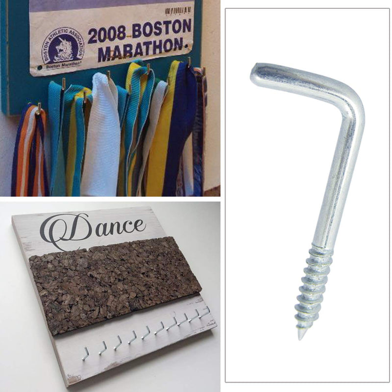 Shells 50PCS Silver Color Carbon Steel Metal Right-Angle Hooks 7 Shape Screw Hooks Self-Tapping Screws Hooks L Shape Hooks 34 X15mm