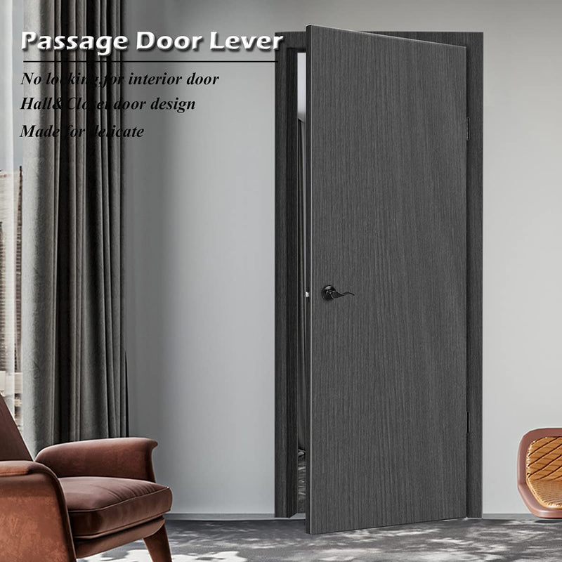 Gobrico Black Door Handles Drop Style Interior Door Knobs Hallway Closet Door Handles Locks Keyless 1Pack 1 Pack
