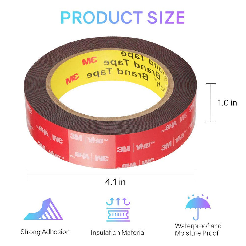 Double Sided Tape, HitLights Mounting Tape Heavy Duty, Waterproof Foam Tape, 16FT Length, 0.94 Inch Width for Car, LED Strip Lights, Home Decor, Office Decor, Made of 3M VHB Tape