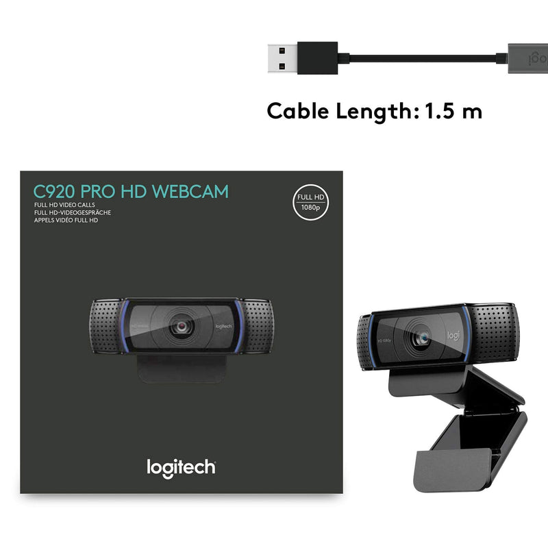 Logitech HD Pro Webcam C920, Widescreen Video Calling and Recording, 1080p Camera, Desktop or Laptop Webcam (Discontinued by manufacturer)