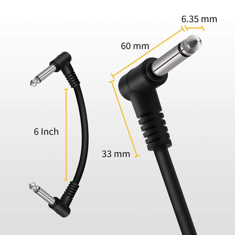 Donner 6 Inch Guitar Patch Cable Guitar Effect Pedal Cables Black 6 Pack