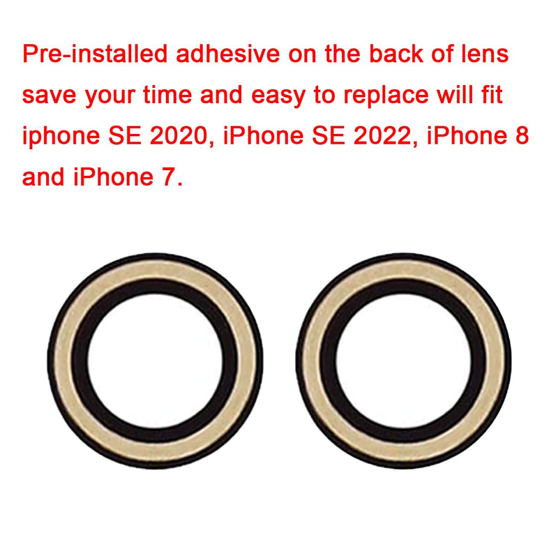 Perzework OEM Back Rear Camera Lens Glass Replacement Suitable for iPhone SE 2020 / SE 2022/8 / 7 with pre-Installed Adhesive and Reparing Toolkit
