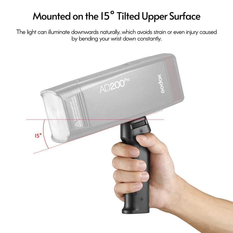 Godox FG-100 Flash Grip Camera Speedlite Hand Grip Flash Handle with 1/4inch Screw Compatible with Godox AD100pro AD200pro AD300pro and Other Flash LED Light with 1/4inch Threaded Hole