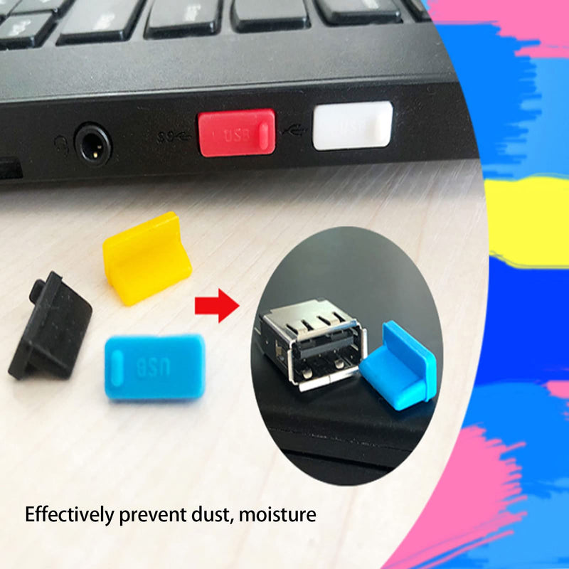 20 Pcs USB Port Covers Cap Anti Dust Plugs, Silicone USB Cap Port Stopper Protector,Detachable Anti Dust Cover Protector Plugs Cap,Compatible Devices with Usb2.0/3.0 Interface(Blue) Blue