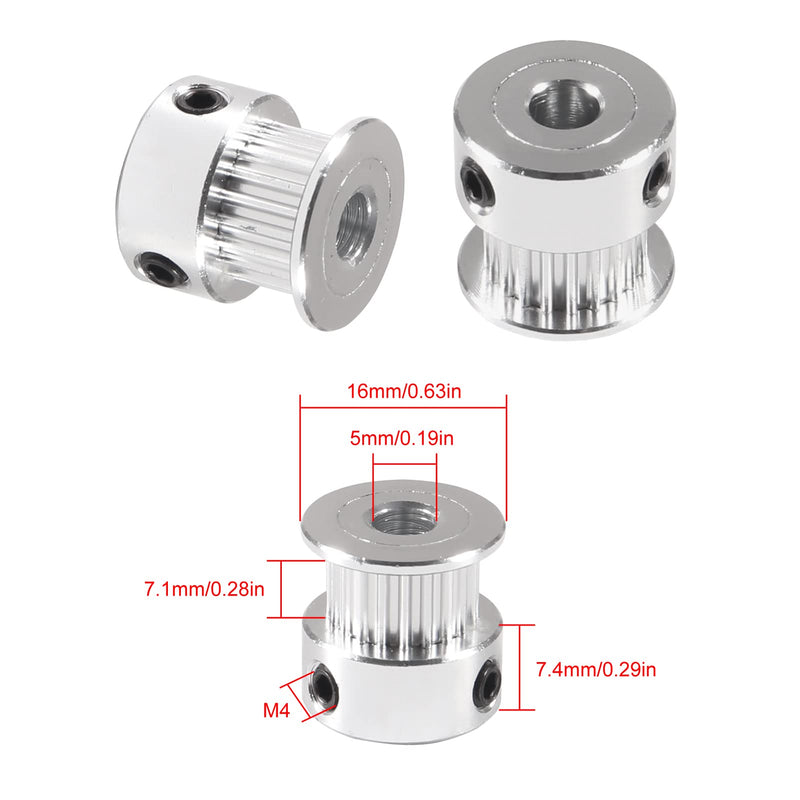 21PCS/Set GT2 Timing Belt Pulley Include 8pcs Mix Timing Belt 6 mm Width, 8pcs 20 Teeth 6mm Bore Belt Pulley Wheel, 4pcs Tensioner Spring Torsion with 1pcs Allen Wrench for 3D Printer