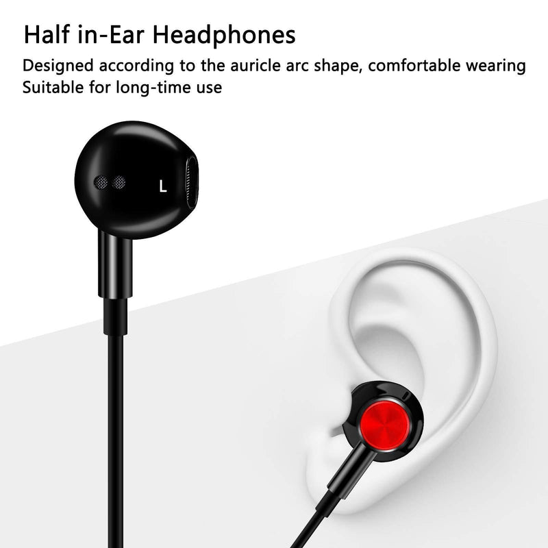 USB C Headphone + Portable Storage Case, Jelanry Headphones Hi-Fi Stereo Sports Magnetic Earbuds Bass Wired Earphones with Mic Volume Control for Samsung Galaxy Z Fold 3/ Flip 3/ S21/ S20 FE Black