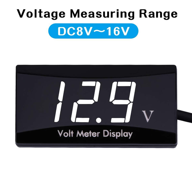 DC 12V Car Digital Voltmeter Gauge - AIMILAR LED Display Voltage Volt Meter for Car Motorcycle (White) White