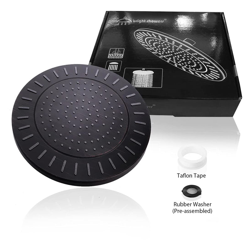 BRIGHT SHOWERS Round Rain Shower Head 9 Inch High Pressure Rainfall Showerhead for Bathroom, Luxury Rain Shower Head with Adjustable Angle, Easy to Install, Oil-Rubbed Bronze