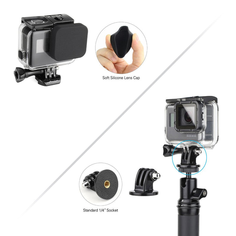 SOONSUN 45m Underwater Waterproof Dive Housing Case with 3-Pack Dive Filters for GoPro Hero 5 6 7 Black Hero (2018) - Include Backdoor, Quick Release Buckle, Thumb Screw, Tripod Adapter, Lens Cap Dive Housing with Filters