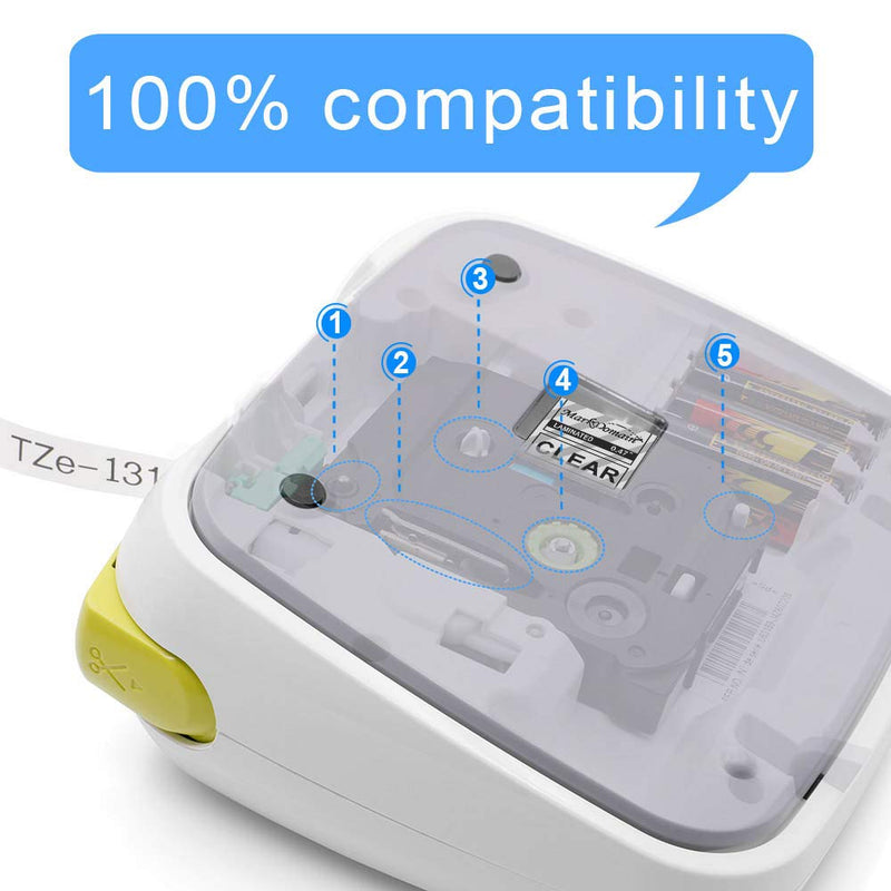 MarkDomain Compatible Label Tape Replacement for Brother TZe-131 TZ-131 Laminated Black on Clear 0.47" x 26.2'(12mm x 8m), Compatible with P Touch Label Maker PT D210 1880 H100 H110 D200 (4 Pack)