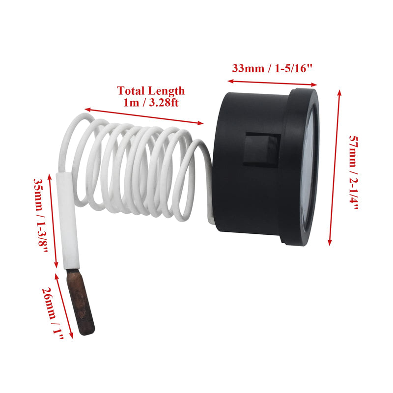 Aiyomi capillary thermometer thermometer with sensor capillary temperature measuring device measuring gas liquid and steam 0-120 ° C