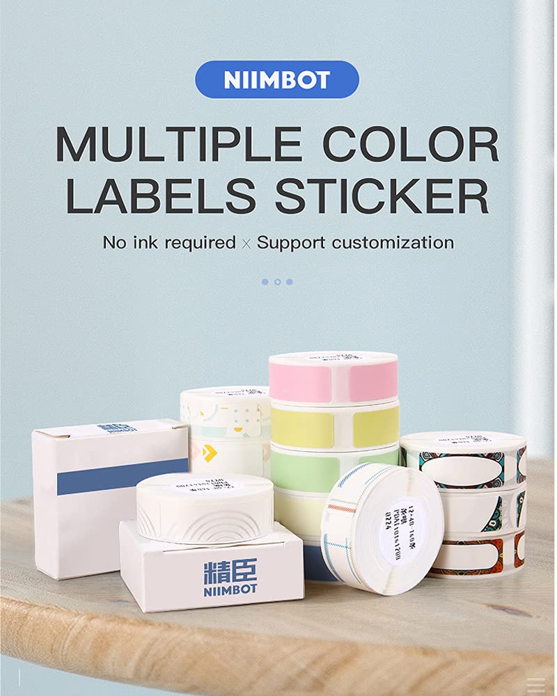 NIIMBOT D11 Label Maker Tape, Adapted Label Print Paper for D110 Label Maker, 5 Rolls Self-Adhesive Label Sticker