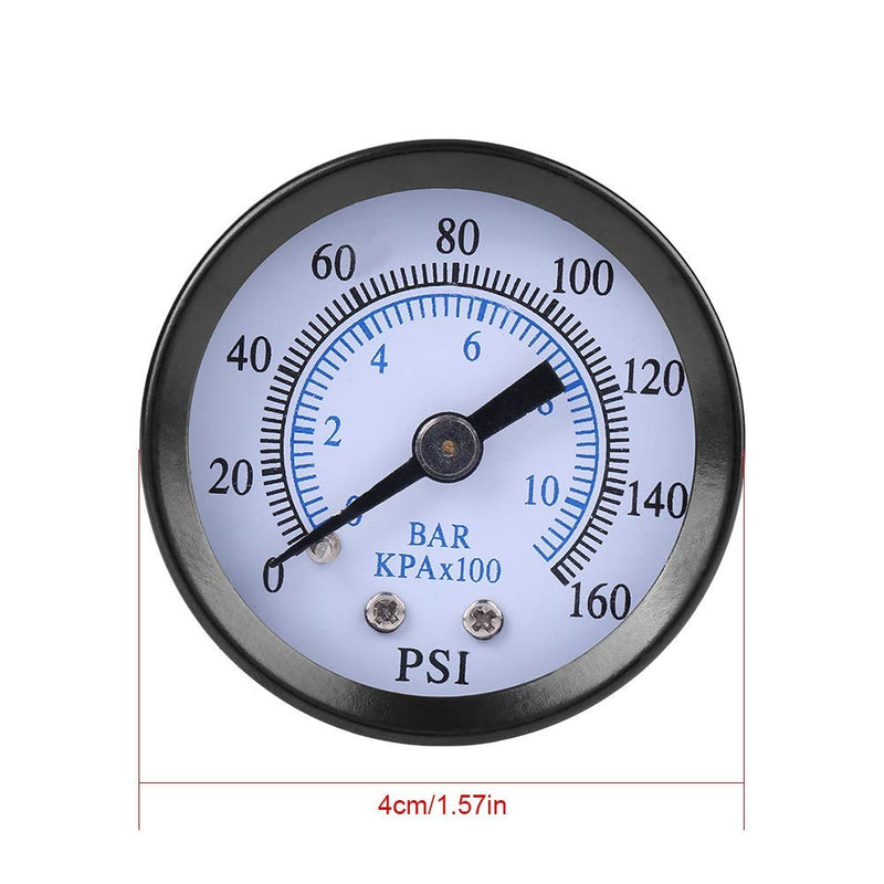 Manometer, 1/8" NTP Pressure Gauge Mini Pressure Gauge for Fuel Air Oil Water 0-160 psi / 0-10 bar 1/8 inch NPT thread