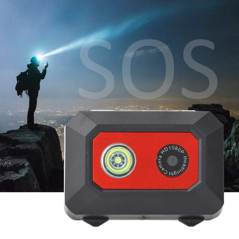 Mini Action Camera,5-10M Night Vision Head-Mounted 1080P HD, Led Headlamp Wearable Body Camera/SOS Mode Hands Free Video Camcorder with Elastic Headband Support 32GB for Outdoor Sport,Traveling