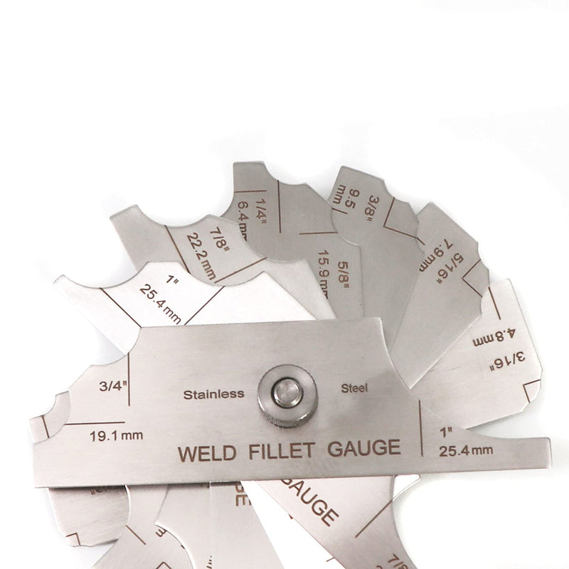Tektall Stainless steel fillet weld set gage Rl Gauge welding inspection test Unlar metric & inch Accurate 7-pieces