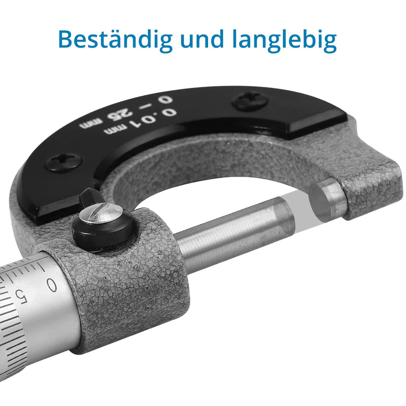 AUTOUTLET outside micrometer 0-25 mm, micrometer screw outside micrometer measuring screw 0.01 mm resolution, metric external micrometer caliper