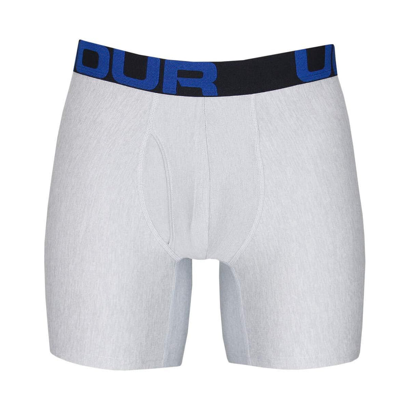 Under Armour Men's Tech 6-inch Boxerjock 2-Pack Academy Blue (408)/Mod Gray Light Heather Small