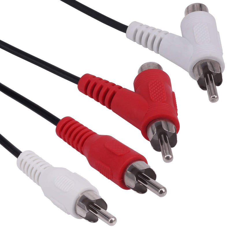 Yeworth RCA Audio Piggyback Extender Cable, 5Ft 2 RCA Male to 2 RCA Male + RCA Female Piggyback Extension Audio Video AV Adapter Cord
