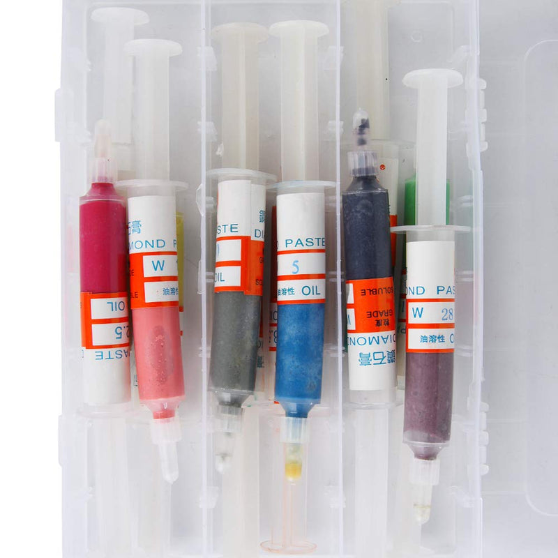 Fafeicy 12Pcs Polishing Compound Paste, Diamond Lapping Paste, for Final Polishing Jewelry and Metal, with Storage Box, Polishing Agent