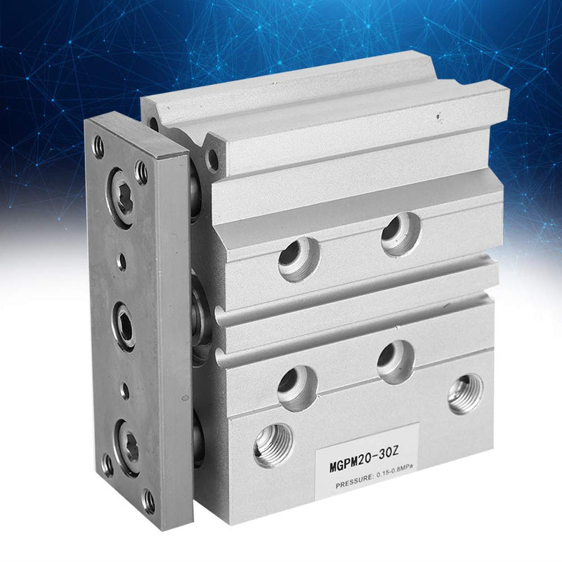 Air Cylinder MGPM20X30 3 Rod Double Action Pneumatic Cylinder 1 / 8in Thread Aluminum Alloy Pneumatic Cylinder