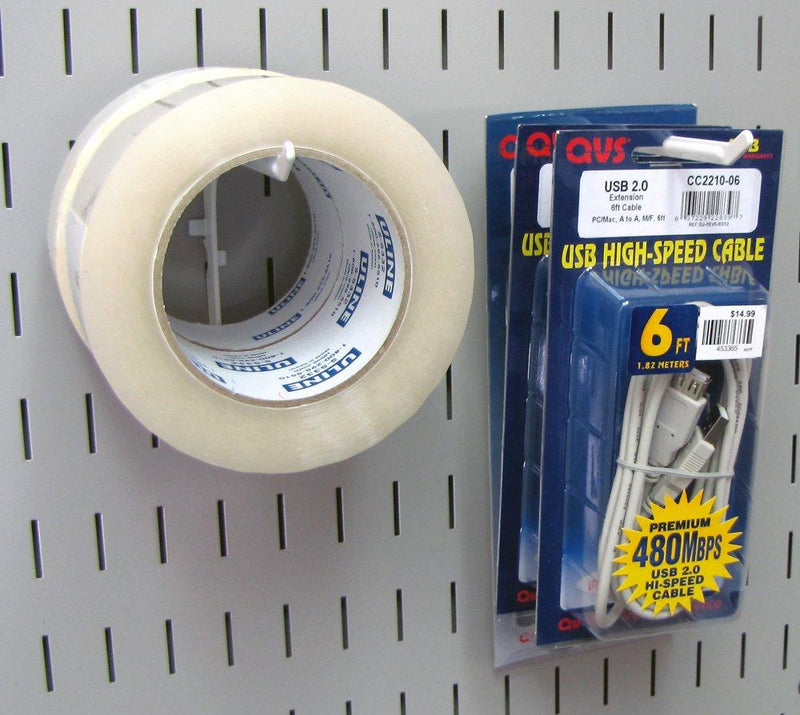 Wall Control Pegboard 6in Reach Extended Slotted Hook Pair - Slotted Metal Pegboard Hooks for Wall Control Pegboard and Slotted Tool Board â€“ White