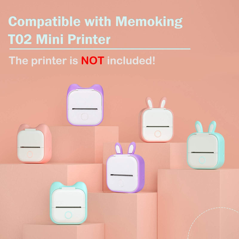 Memoking T02 Protective Case-Cat Ears Shape Soft Silicone BPA-Free Cute Design Printer Cover, Compatible with T02 Mini Bluetooth Wireless Portable Mobile Pocket Printer, Pink Cat