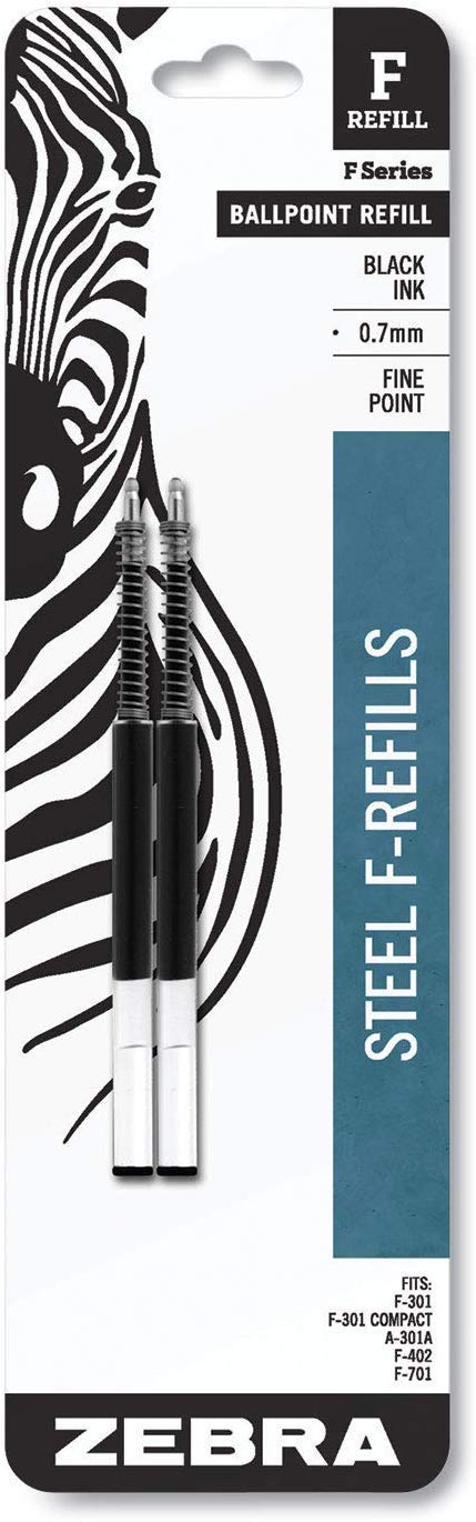 Refill for F301, F301 Ultra, F402, 301A, Spiral Ballpoint, Fine, Black, 2/Pack-6 Pack