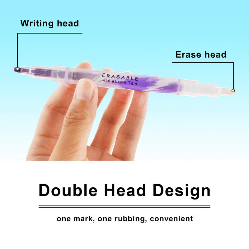 Erasable Highlighters, Double Head Smooth Writing Highlighters, Chisel Tip Assorted Colors High Lighter Markers, 7 Count CS-H724
