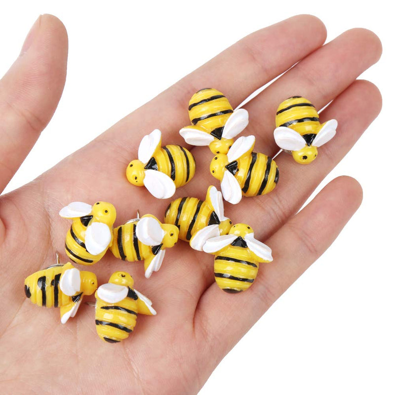 DIYASY 30 Pcs Decorative Bee Thumb Tacks,Cute Bee Push Pins Plastic Head Steel Drawing Pins for Corkboard,Photos Wall, Bulletin Board.