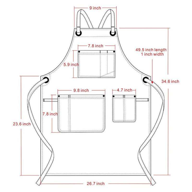Jeanerlor - Denim Apron With Pockets for Women and Men - Washing Style | Adjustable S to XXL Adjustable:S to L Black