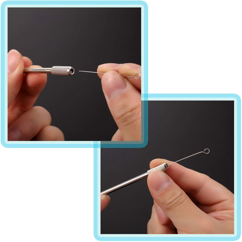 2 Pieces Reusable Inoculating Loop with 90 Replaceable Nichrome Needle Tip Inoculation Rings Inoculation Rod for Lab